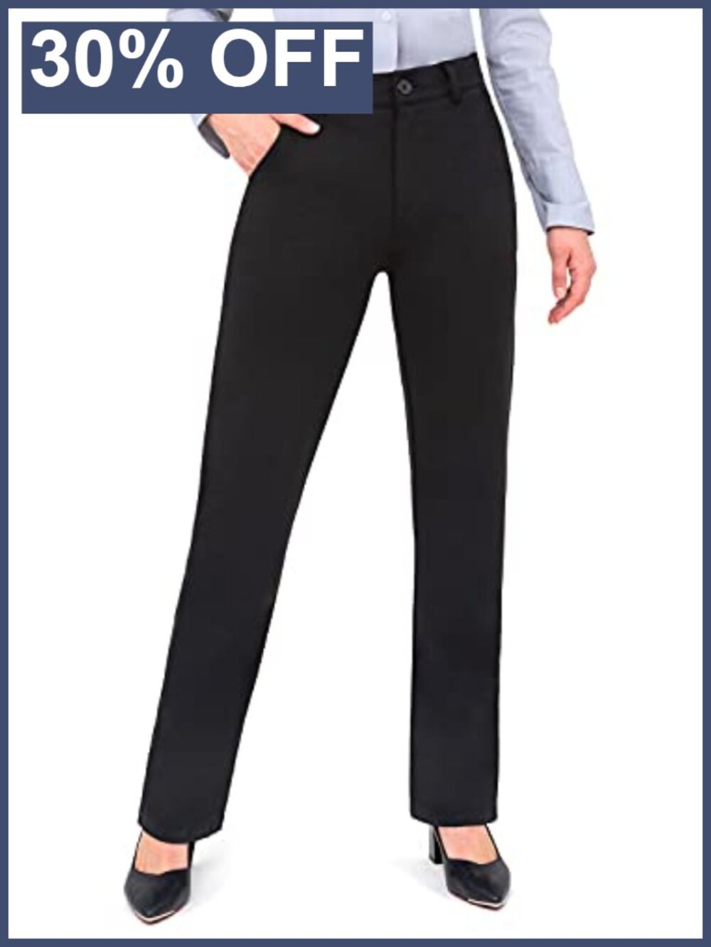 Women Straight Leg Dress Pants High Waist Pleated Front Work Slacks